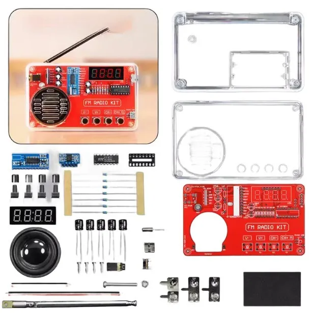 DIY FM Radio Kit 50 108MHz RDA5807FP 0.36 Inch 4 Digit Display 3W Speaker Solder Practice Beginner Electronics Educational Tool