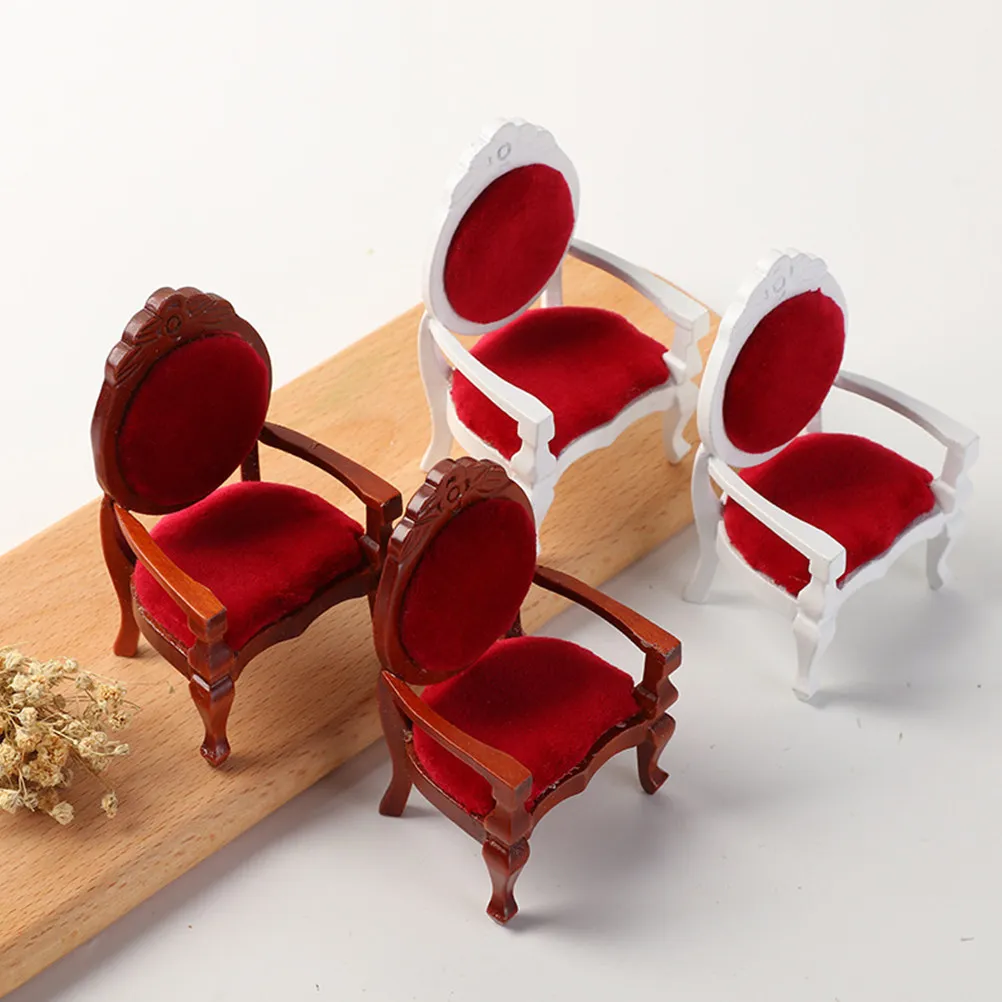 

2Pcs Solid Wood Armchair Miniature Furniture Dollhouse Accessories Toddler Playroom Decor Baby Interactive Gifts