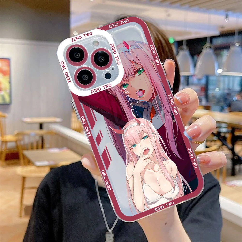 حافظة هاتف Zero Two Darling in the FranXX Anime لهاتف iPhone 16 e 15 14 13 12 11 Pro Max Plus X XS XR SE 2020 2022 Funda Coque