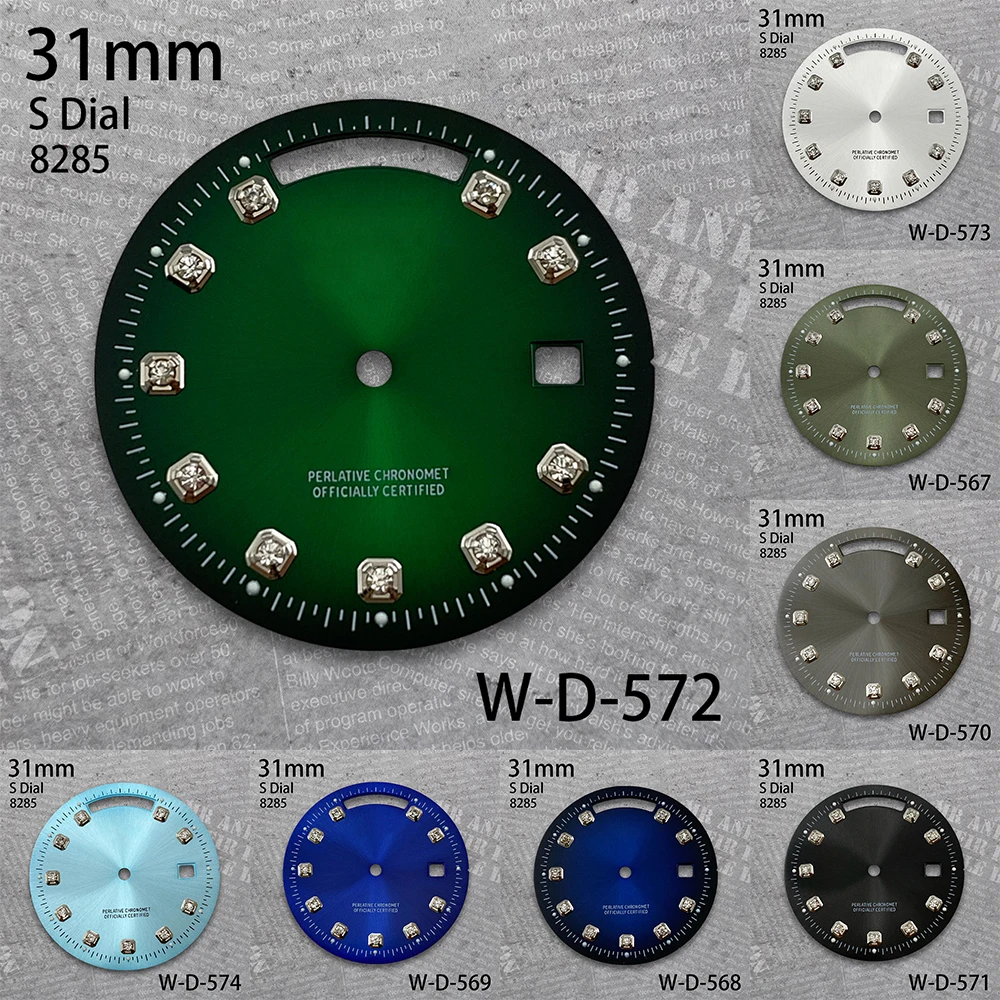 

31mm S Logo Day And Date Dial Suitable For NH3285 Movement Diamond Sunburst High Quality Watch Modification Accessories