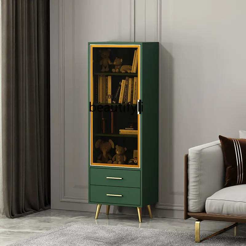 

Nordic Minimalist Modern TV Cabinet Side Cabinet Clothes Closet Living Room Glass Narrow Cabinet Storage Locker