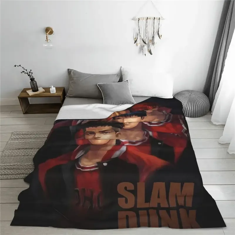 Slam Dunk Anime Sport Fleece Throw Blanket basketball japanese manga Blankets for Home Bedroom Lightweight Thin Plush Thin Quilt