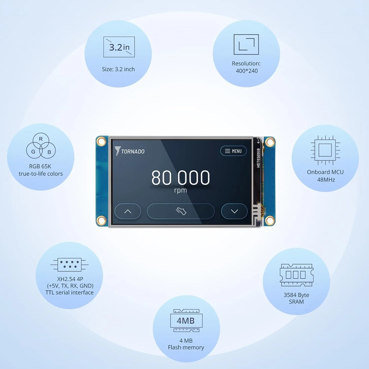 NX4024T032 UART HMI Smart LCD Display Module 3.2 Inch Resistive Touch Screen Compatible with Arduino Raspberry Pi Home Office