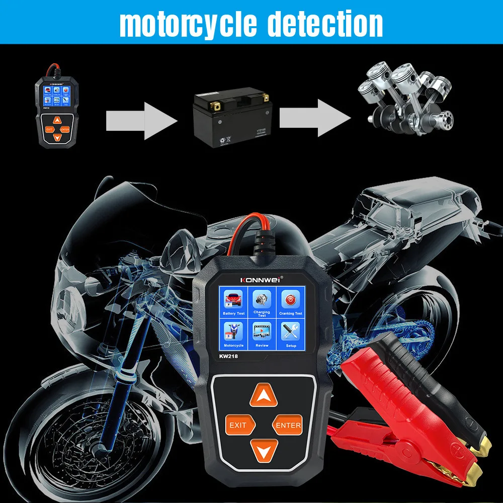 For KONNWEI KW218 Auto Battery Tester 6V 12V Motorcycle Starter Lead Acid Health Check Tool Portable Diagnostic Scanner