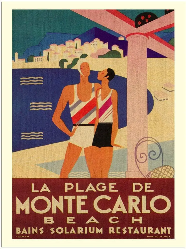 Monte Carlo Beach Travel Metal Tin Sign Poster Wall Plaque Aluminum ES-aluminum