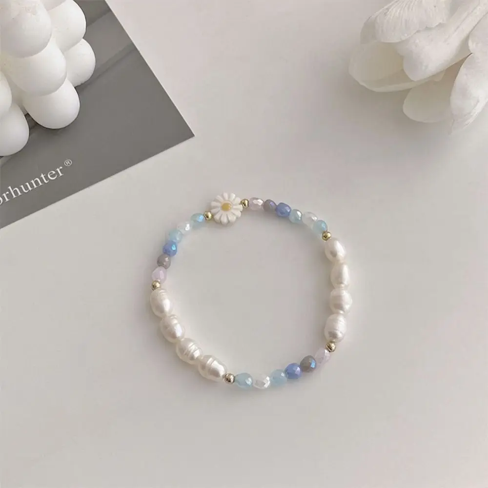 Korean Style Rice Bead Necklace Bead Minority Design Daisy Bracelet Jewelry Accessories Charms Flower Pearls Clavicle Chain