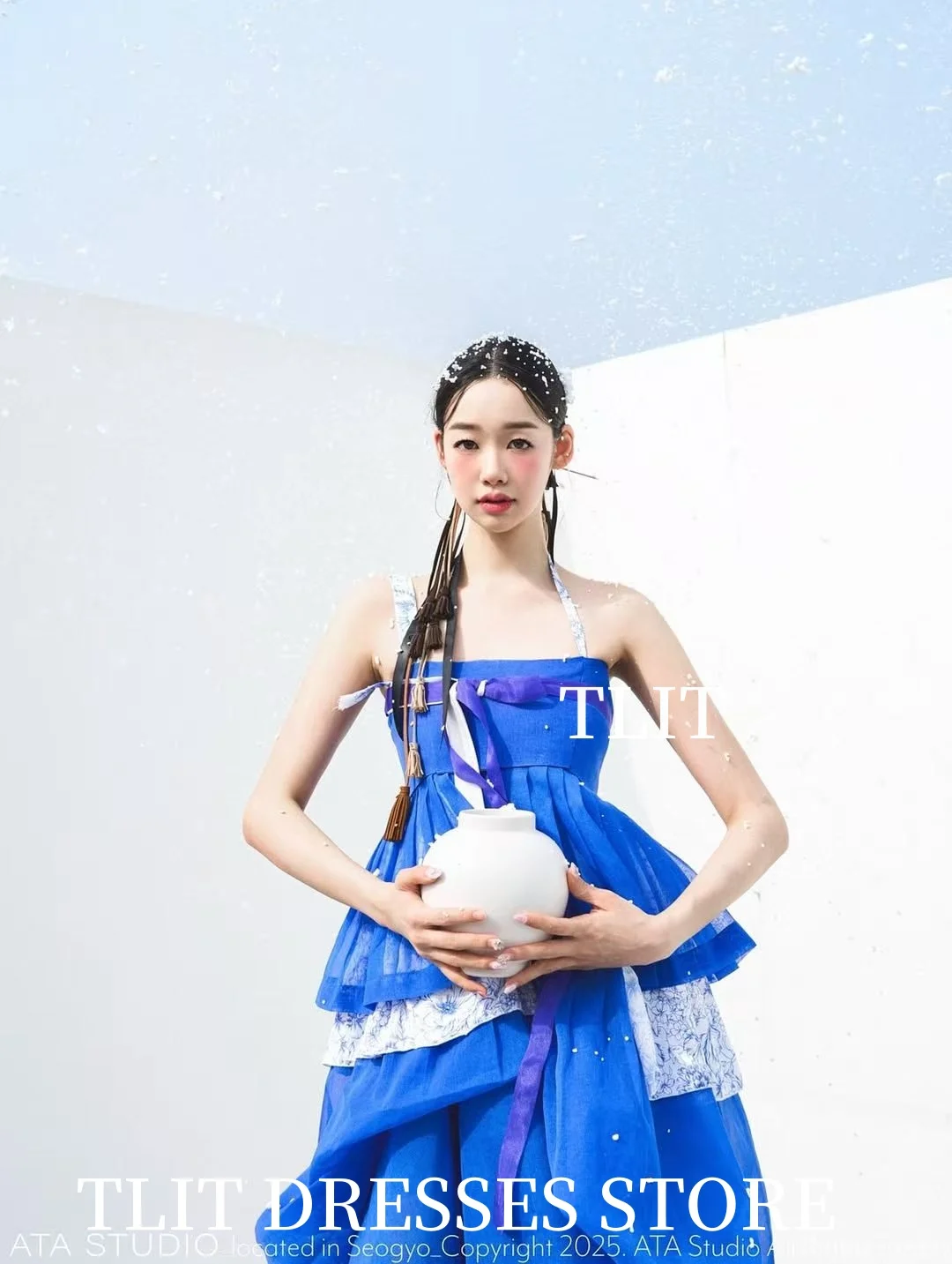 TLIT – robe de soirée élégante en mousseline de soie, bleu clair, à plusieurs niveaux, fine bretelles Spaghetti, robe de soirée spéciale, ligne a personnalisée, sans bretelles