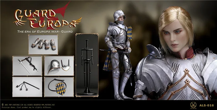 

1/6th POPTOYS ALS016 The Era Of Europa War Guard Knight Silver Version No Horse Set Figures Gift For Fans Collectable