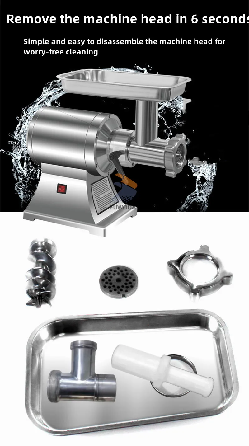 140Kg/H Electric Meat Mincer Grinder 1100W Commercial Kitchen Chopper 218R/Min Food Processor Sausage Maker Machine