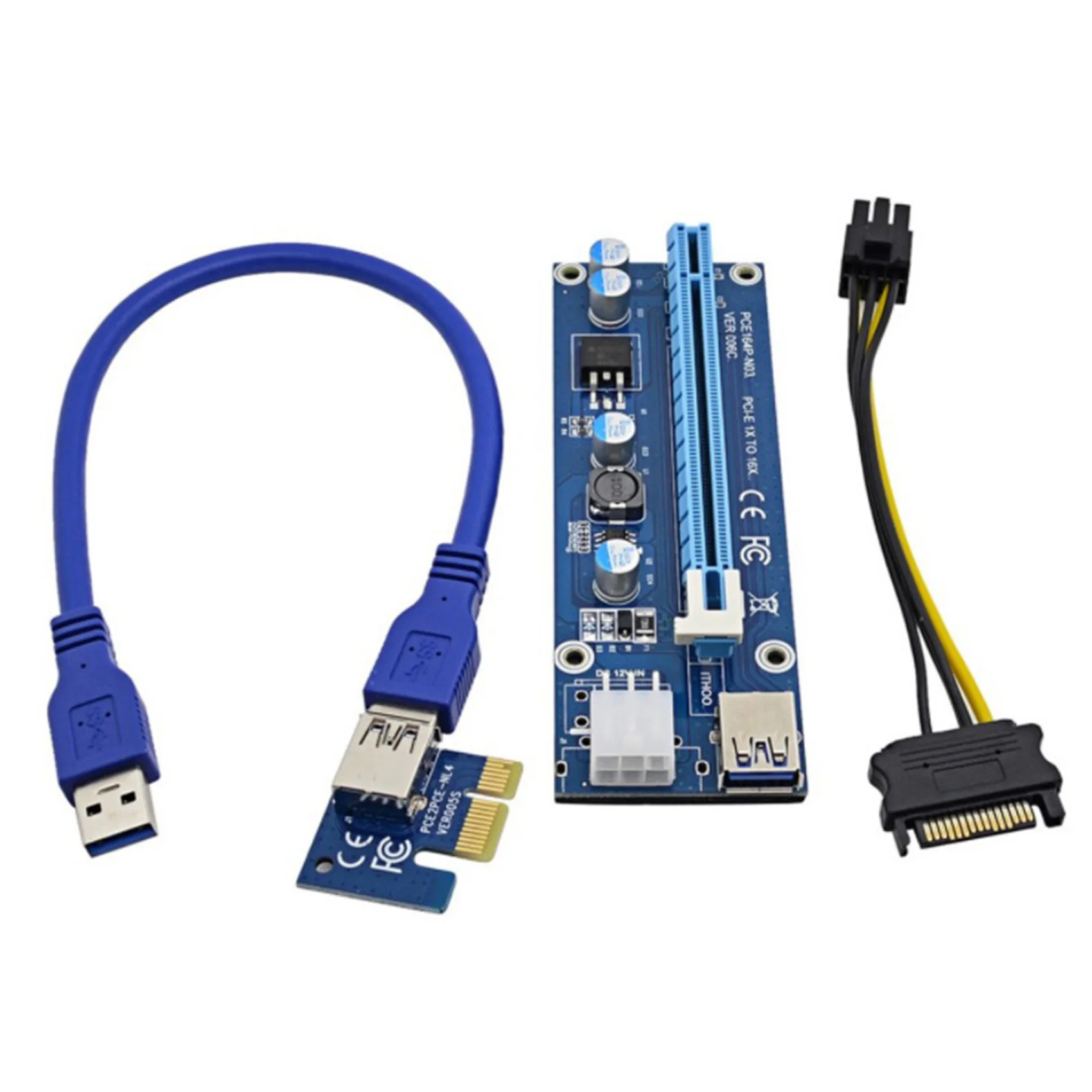 Cavo di espansione scheda grafica PCIE da 1X a 16X Cavo adattatore di alimentazione DC-DC con alimentatore singolo da 6 pin