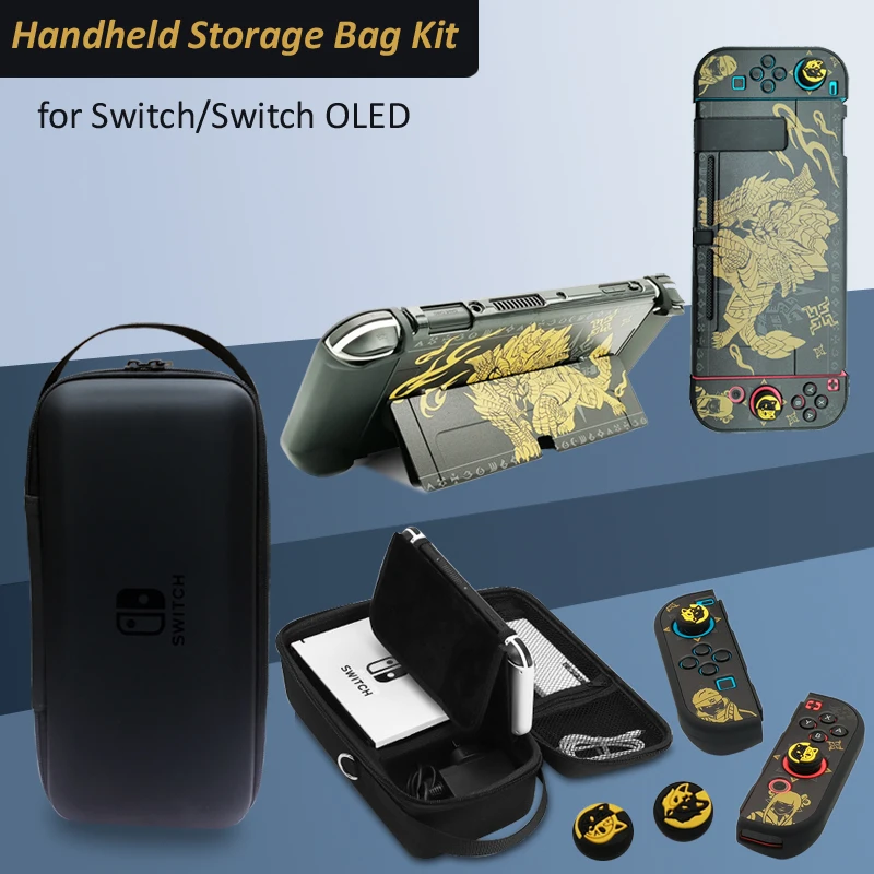 

For Nintendo Switch OLED Handheld Storage Bag Large Capacity Carrying Hard Case Built-in Bracket for NS Switch Game Accessories