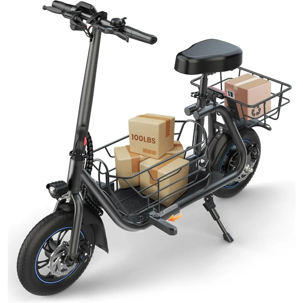 Electric Scooter with Seat for Adults, 550W Powerful Motor, 20-Mile Range, Speed up to 18.6MPH