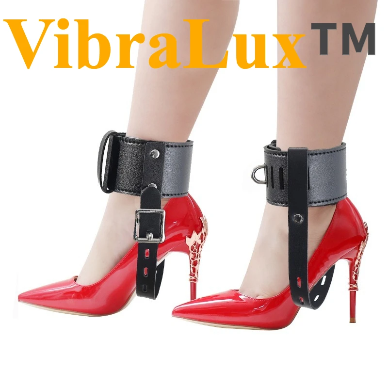 

VibraLux Adult Sex Products PU Leather Ankle Belts Restraint Cuffs Fixed To High Heel Shoes Straps SM Bondage Chastity Sexe