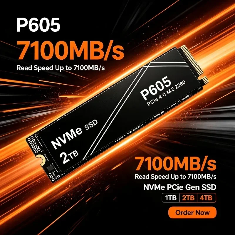 New P605 1TB/2TB/4TB NVMe PCIe Gen SSD, 7100MB/s Read Performance, Solid State Drive for Gaming Laptops, Desktops and PS5.