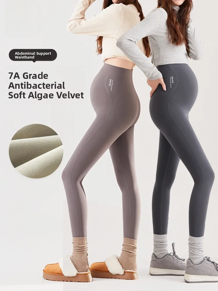 

Брюки для йоги с высокой талией и подкладкой, эластичные удобные осенне-зимние леггинсы для беременных, теплые брюки для ботинга