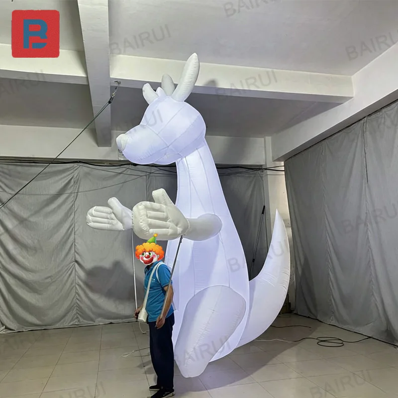 Inflatable kangaroo, Led inflatable animal parade costume, inflatable white kangaroo festival parade costume