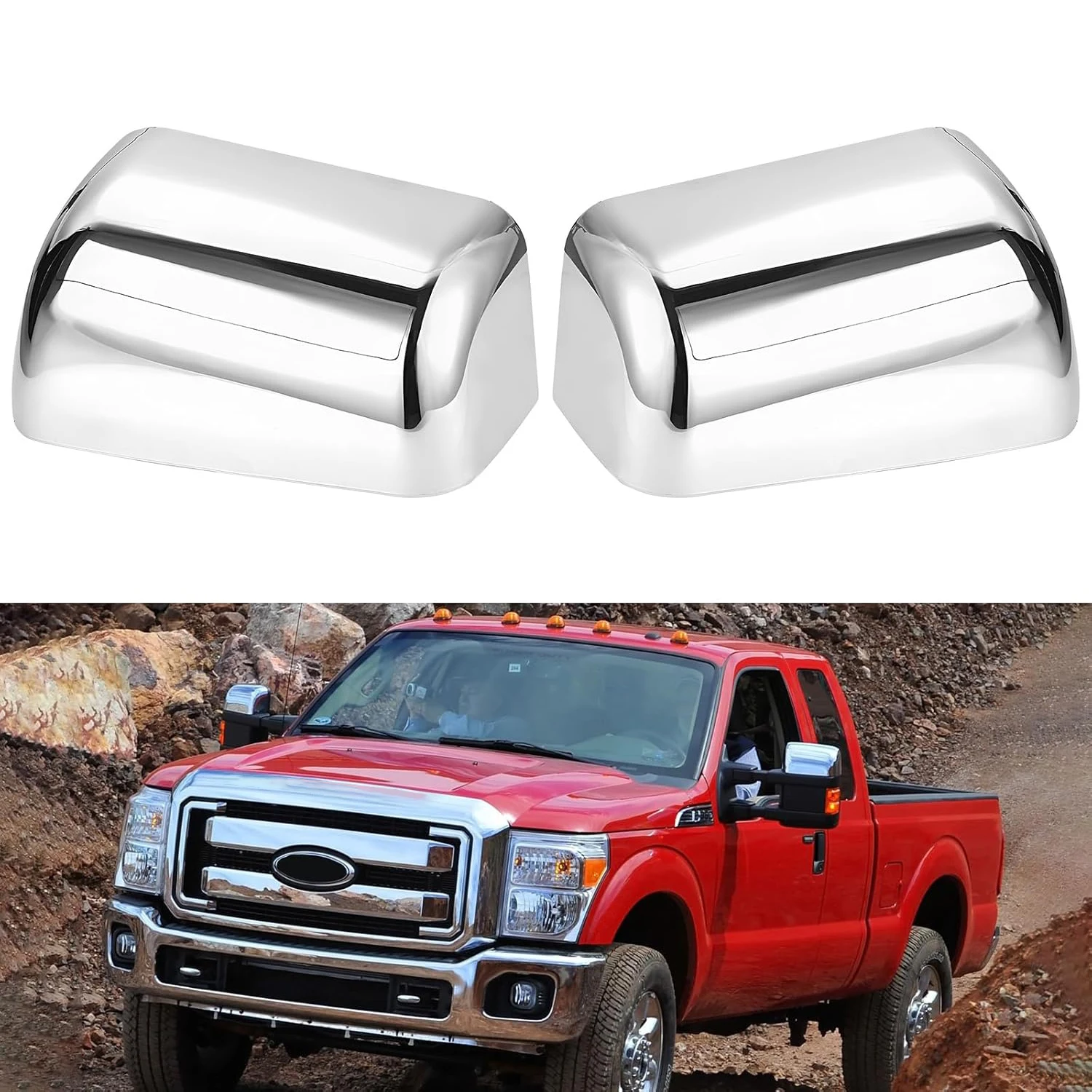 

Chrome Mirror Cover Caps Housing Trim ABS Waterproof Rear View Mirror Shell For Ford F250 Super Duty 2008-2016 Towing