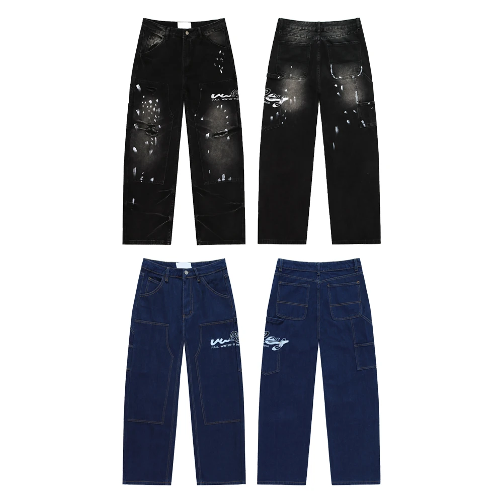 Y2k Streetwear Clothing Baggy Loose Jeans Retro Hiphop Street Style Casual Cotton Vintage Distressed Ripped Cargo Pants for Mens