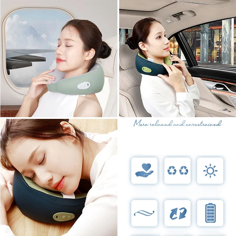 U-Shaped Neck Massager Thermostatic Hot Compress Simulation Human Massage Pillow Rechargeable Car Neck Kneading Massager