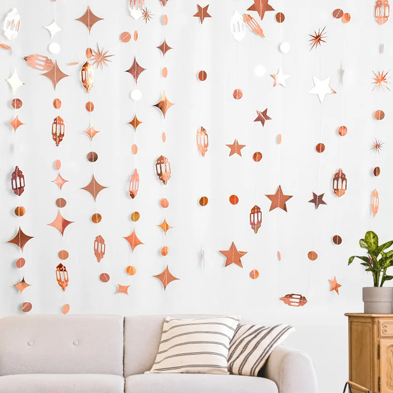 

Eid Mubarak Glitter Paper Star Moon Garland Streamer Hanging Ornaments Ramadan Kareem Party Home Banner Muslim Supply Decoration