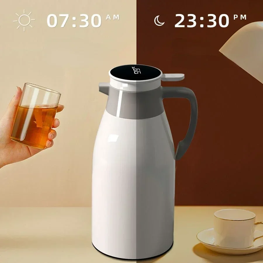 2L Coffee Thermos Household Digital Display Glass Liner Vacuum Flasks Large Capacity Water Bottle Kitchen Thermal Kettle