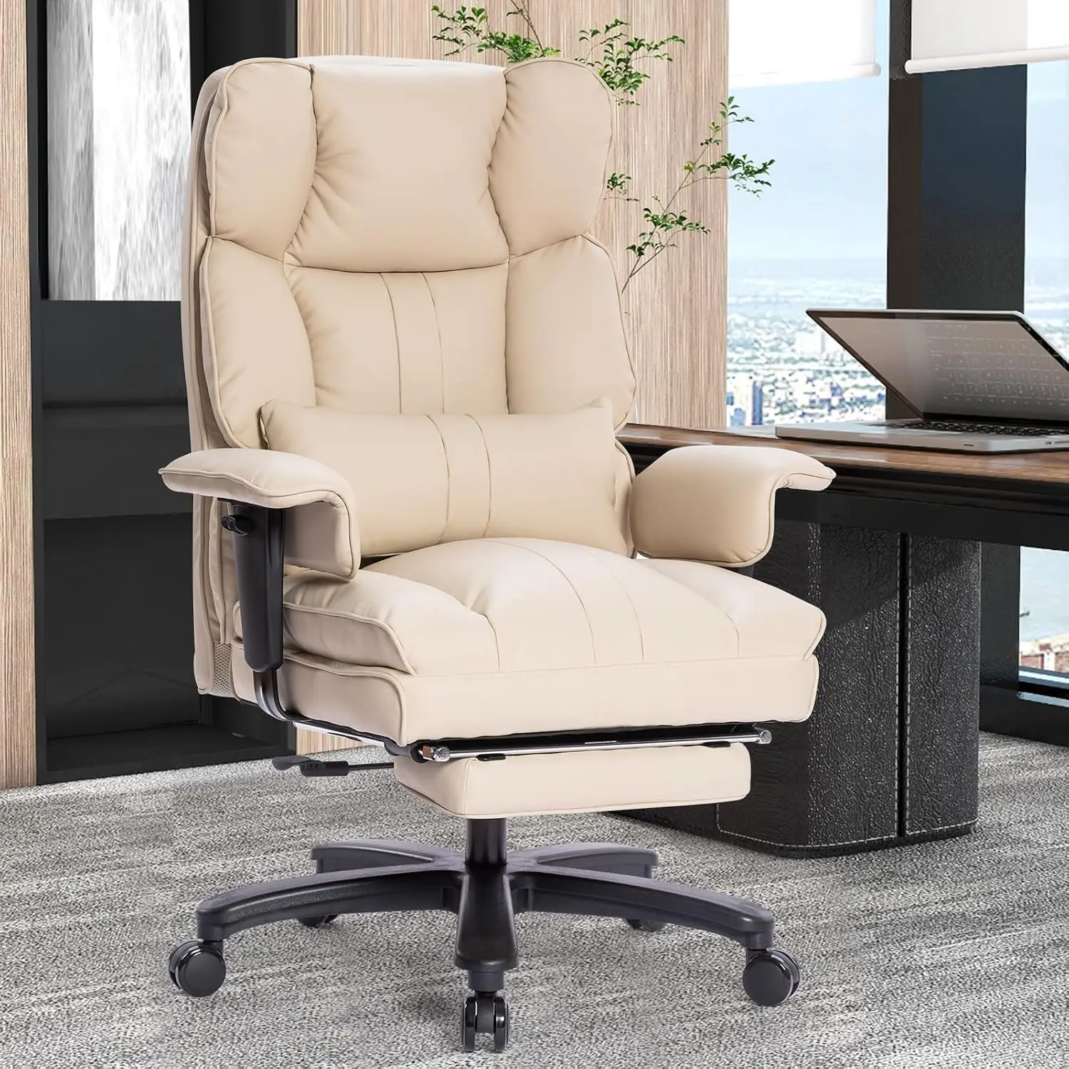 Big & Tall Office Chair With Foot Rest Heavy Duty Ergonomic Reclining High Back Mesh Seat For Home Desk Work 400lb, Customized