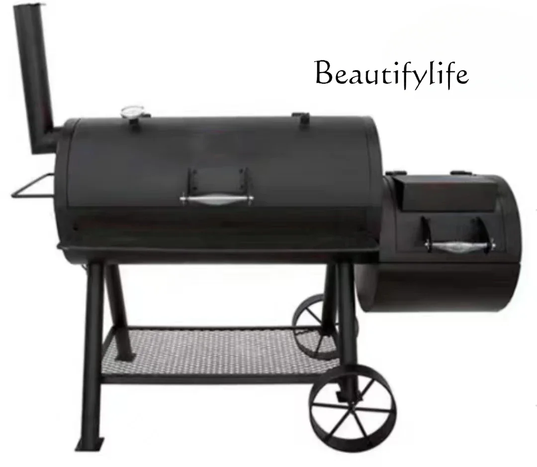 Heavy outdoor courtyard home hotel commercial large smoked charcoal grill 2.5mm steel plate