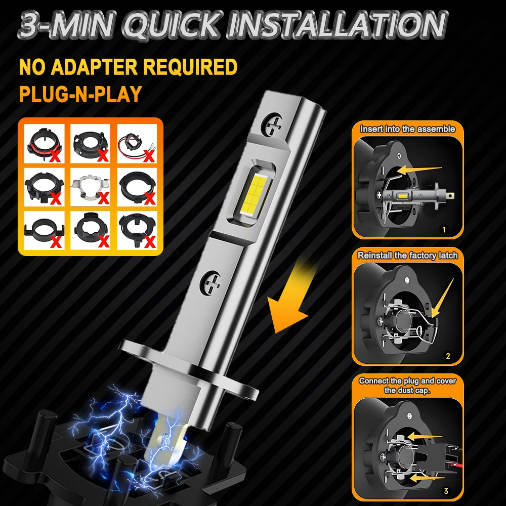 H1 LED Bulb Mini 300W 30000LM CSP for Car Headlamp Fanless Light Auto Diode Fog Lamps Automobile  Led Headlight 12V 6000K