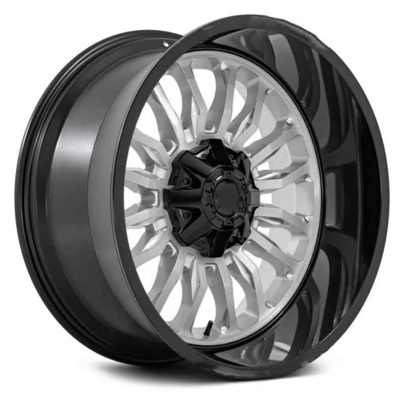 

High end customized wheel hub, Brushed Silver Black Lip Beadlock Forged Wheel, 18-22 Inch 5x114.3 PCD off-road auto parts