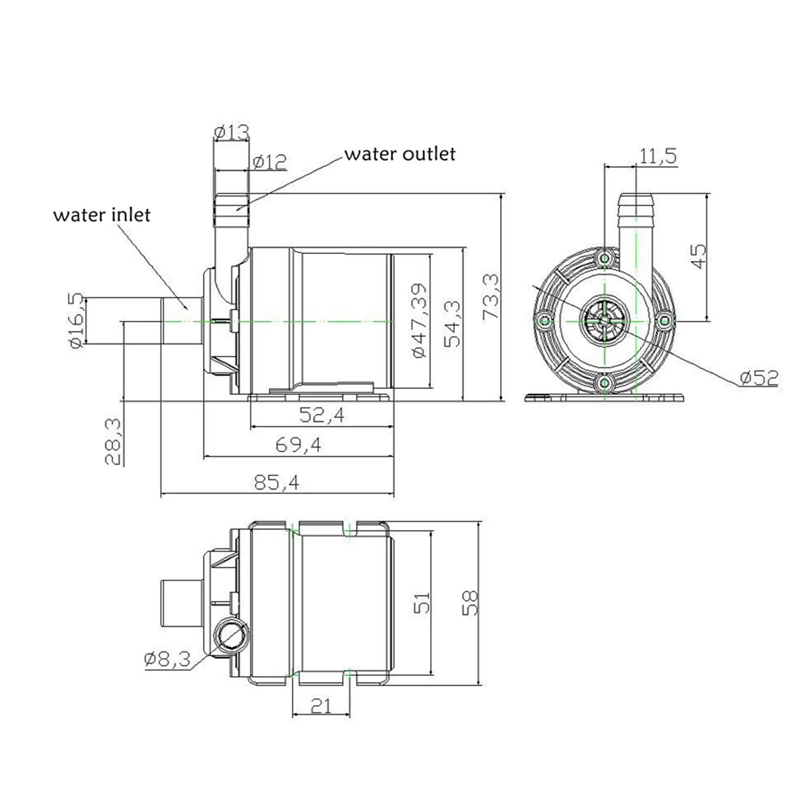 dc-120l-h-7m-水中ポンプ、1-2インチ雄ねじ、水槽用ポータブル噴水ポンプ、太陽光発電式循環水システム用。