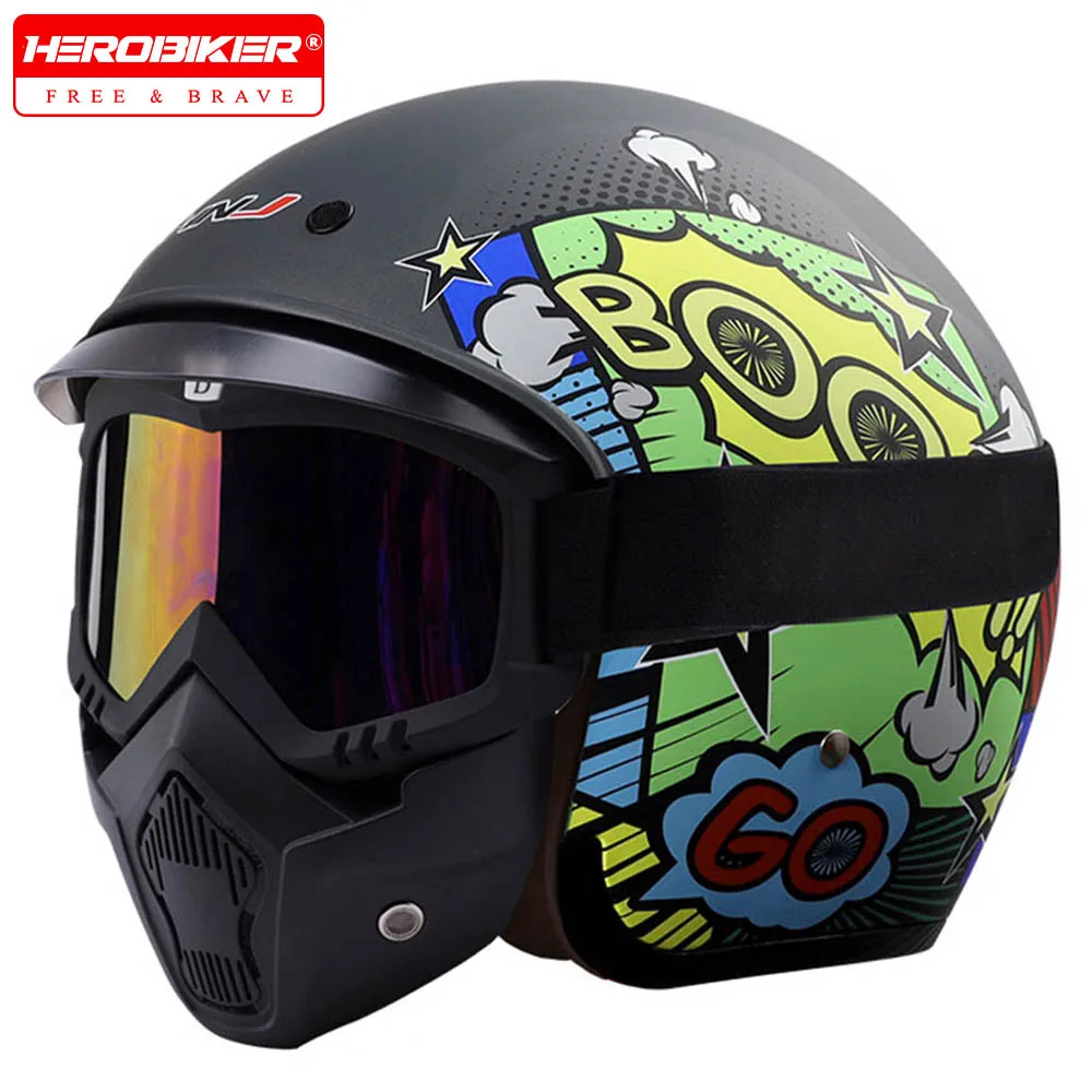 夏レトロ電気自動車ヘルメットオートバイ-3-4-オープンフェイスハーフオートバイヘルメット四季ユニバーサル男性女性ハーフヘルメット