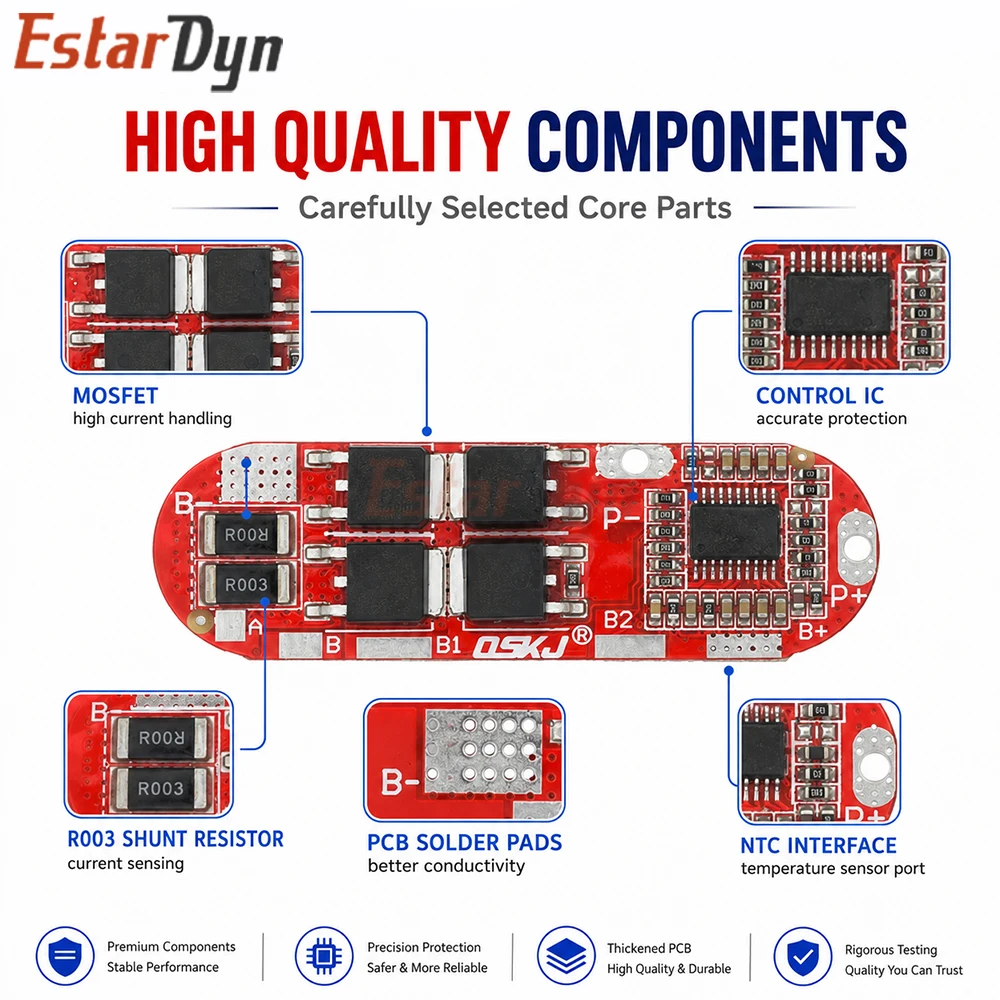 EstarDyn BMS 1S/2S 10A 3S/4S/5S 25A PCB PCM for 18650 Li-ion LiPo Lithium Battery Charge Discharge Protection Board