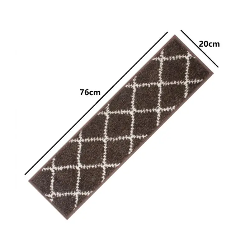 Non-Slip Stair Treads with Reusable Self-Adhesive TPR Backing for Indoor Stairs Machine Washable Tufted Fabric Stair Mats
