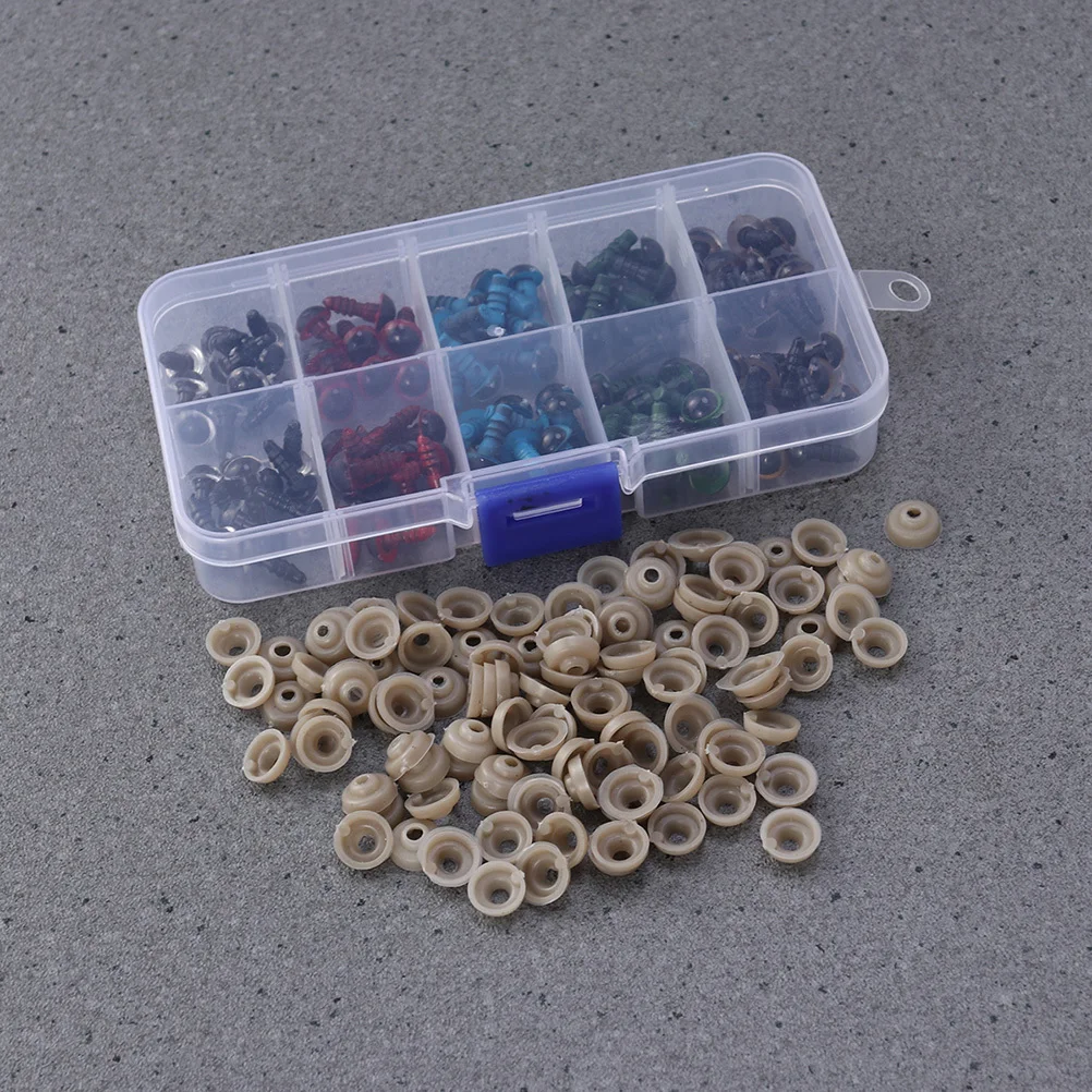 

100 шт., 12 мм, пластиковые защитные глаза и шайбы для творчества своими руками, 5 цветов, прозрачный, красный, синий, зеленый и набор прокладок