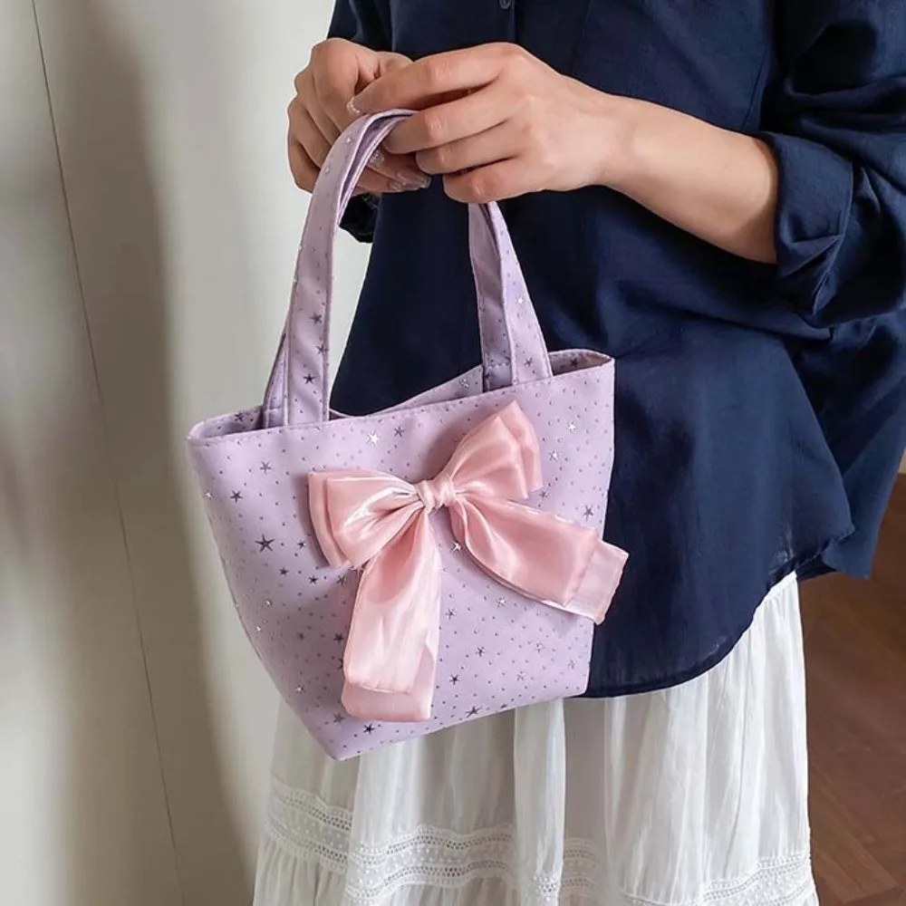 

Универсальная мини-сумочка с бантом и магнитной застежкой, многофункциональная, с принтом звезд, маленькая сумка-тоут, большая вместимость, полиэстер