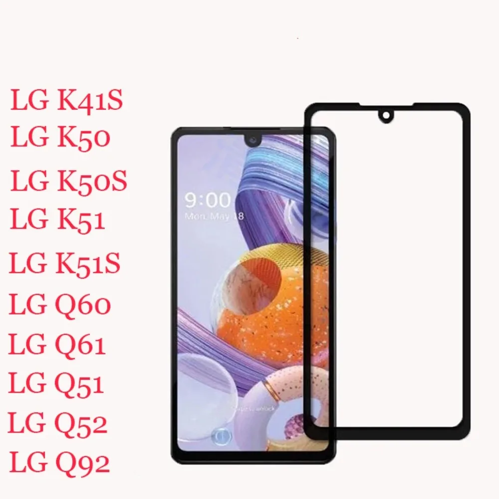 

Black Edge Screen Protector Tempered Glass For LG K50 K50S K51 K51S Q60 Q61 Q51 Q52 Q92 K41S 9D 9H Full Cover Protective Glass