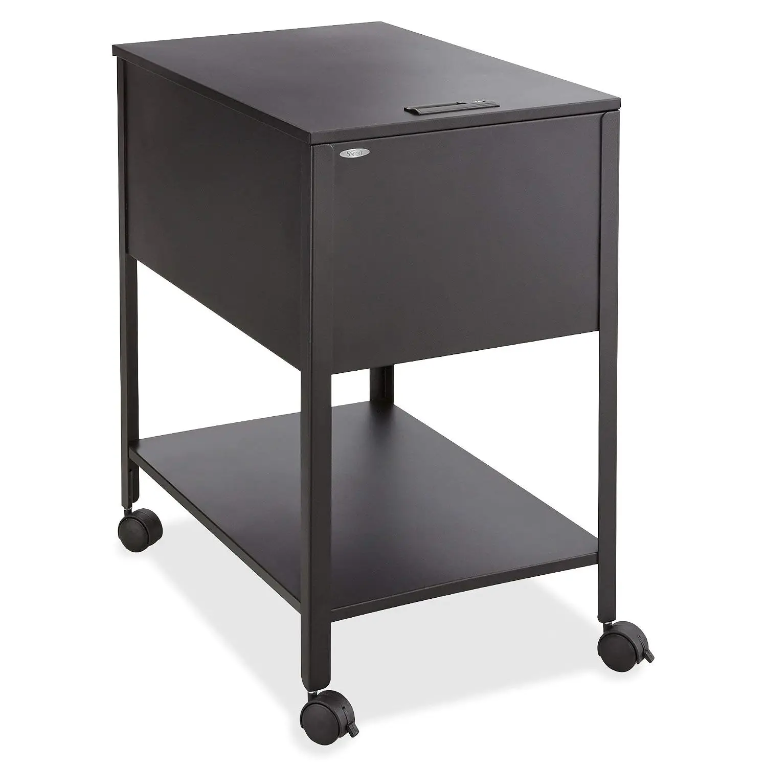 Deep Legal Metal File Cabinet with Lock & Shelf, Swivel Casters, Steel Office Filing, 16.5