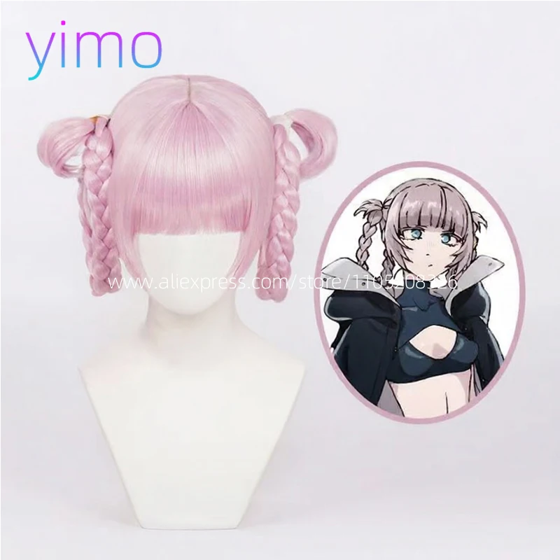 

Anime Call of the Night Nanakusa Nazuna Cosplay Wig Pink With Double Braid Yofukashi no Uta Nanakusa Nazuna Grayish Wigs