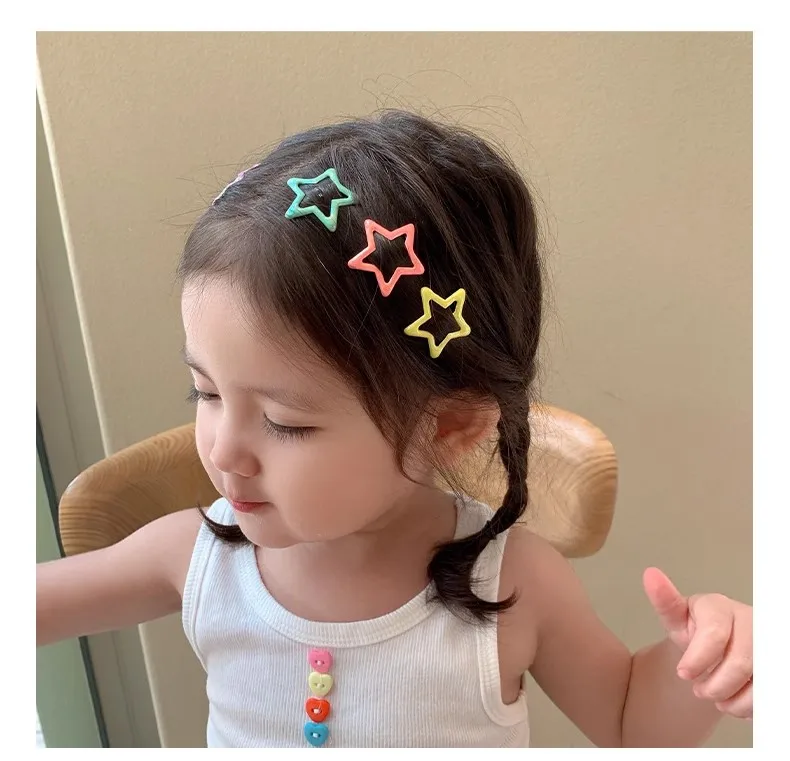 Candy Color BB Snap Clips para Meninas, presilhas de água luminosa, aperto de cabelo, cocar, brilho misto no grampo de cabelo estrela escura, cocar de criança