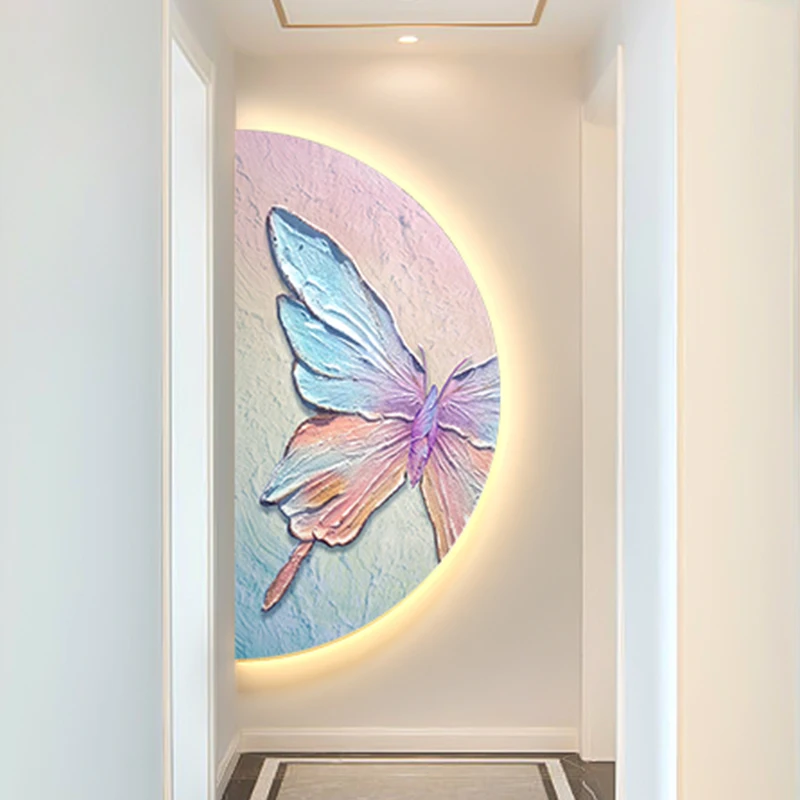 Modern Butterfly LED Crystal Porcelain Wall Lamp Corridor Foyer Living Room Home Creative Decoration Lustre Lighting Mural Light