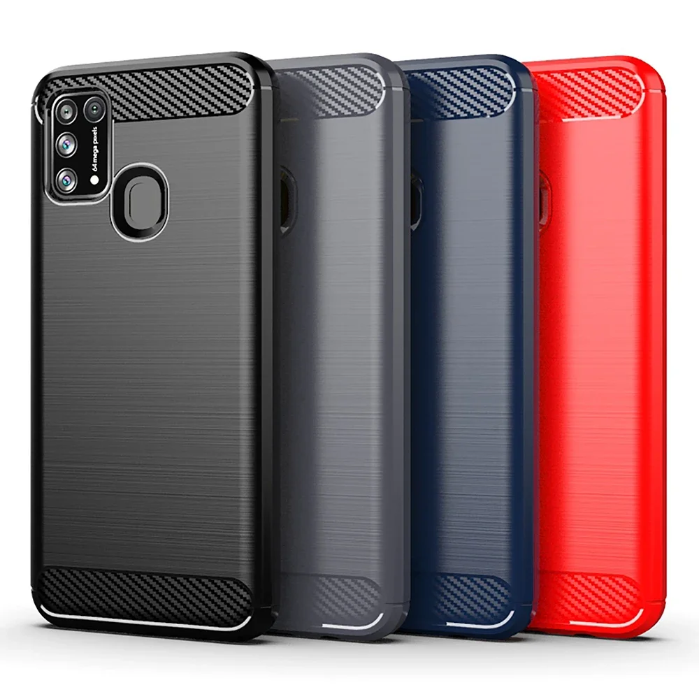 Case For Samsung Galaxy M20 M21 M31 A01 A01 Core A11 A21S A21 Carbon Fiber Phone Case