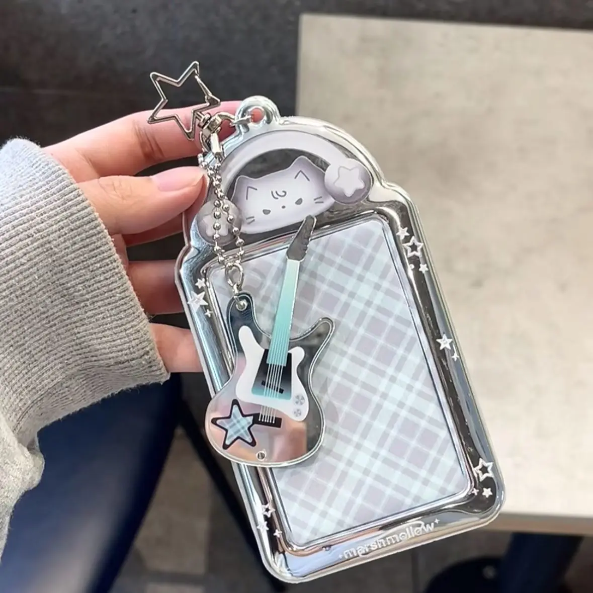 Bass Guitar Star 3 Inch PVC Photocard Holder Cute Idol Card Storage Case for Random Cards and Collectible Cards