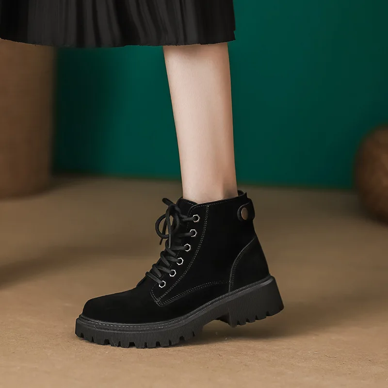 Women Suede Leather Boots Motorcycle Boots Female Autumn Winter Shoes Punk Botas Mujer Invierno 2022