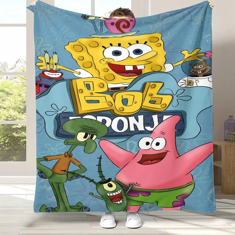 Bikini Bottom S-SpongeBob Cartoon Flannel Throw Blanket,Cozy Warm Blanket for Bed,Sofa,Living Room,Picnic,Camping,Home Decor