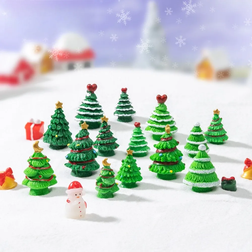 Mini Resin Christmas Tree Ornaments, Micro Landscape Home Decor, Xmas Party Favors, Gift Bag Fillers, Desktop Decor, 5‑30Pcs