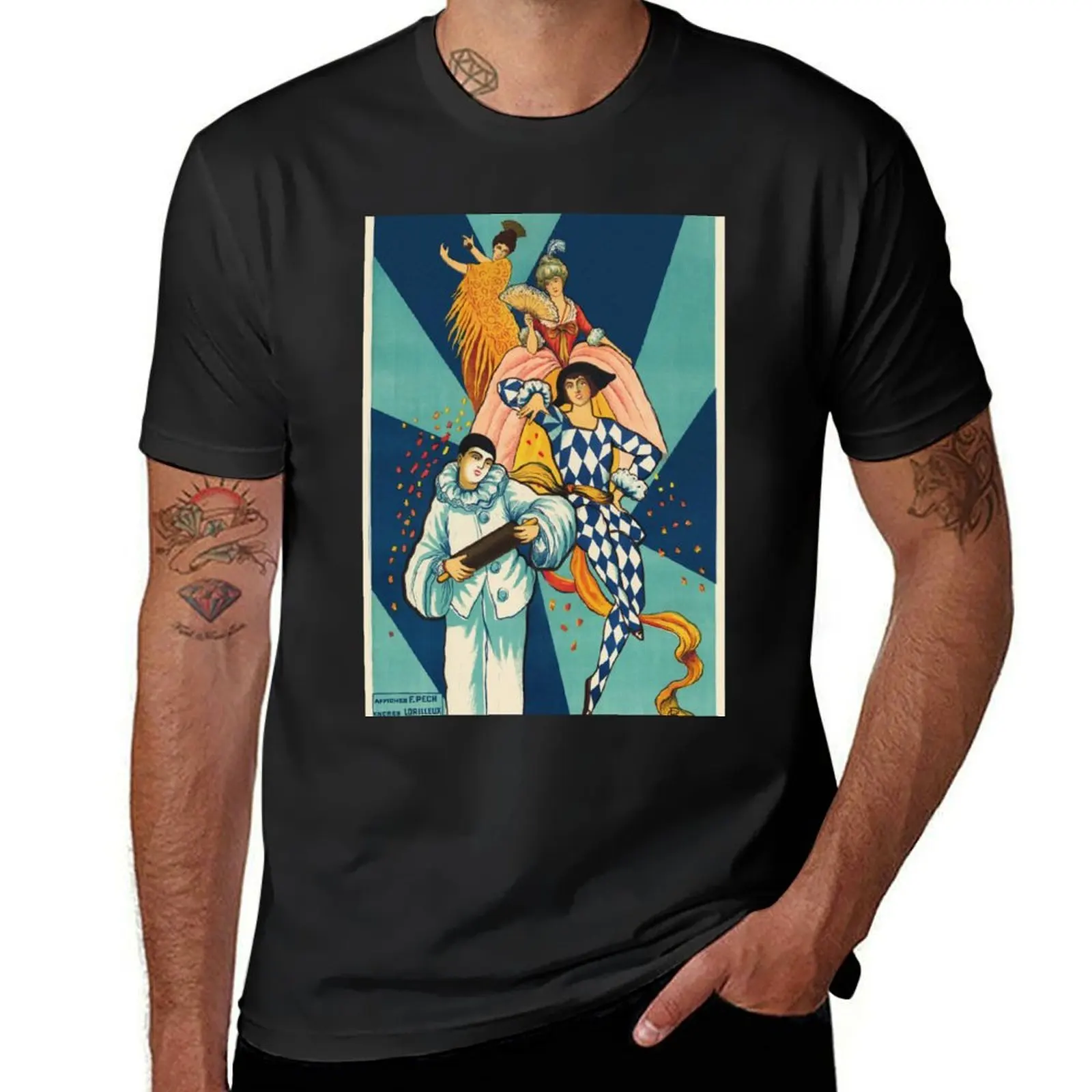 French AFFICHES F PECH Masquerade Ball Circus Costume Party 1930 Vintage Art Deco Poster T-Shirt