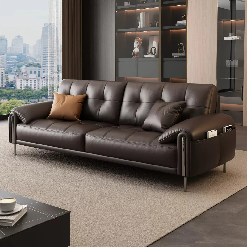 

European Vintage Living Room Sofas Leather Brown Oversized Italian Living Room Sofa Hotel Bedroom Couch Wohnzimmer Furniture