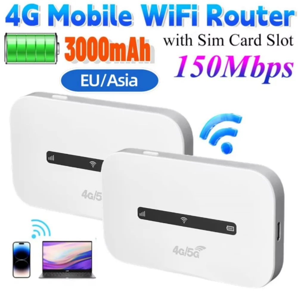 

Мобильный Wi-Fi-маршрутизатор 4G, 150 Мбит/с, беспроводной маршрутизатор 4G LTE, 3000 мАч, портативный карманный модем MiFi, мобильная точка доступа Wi-Fi со слотом для SIM-карты