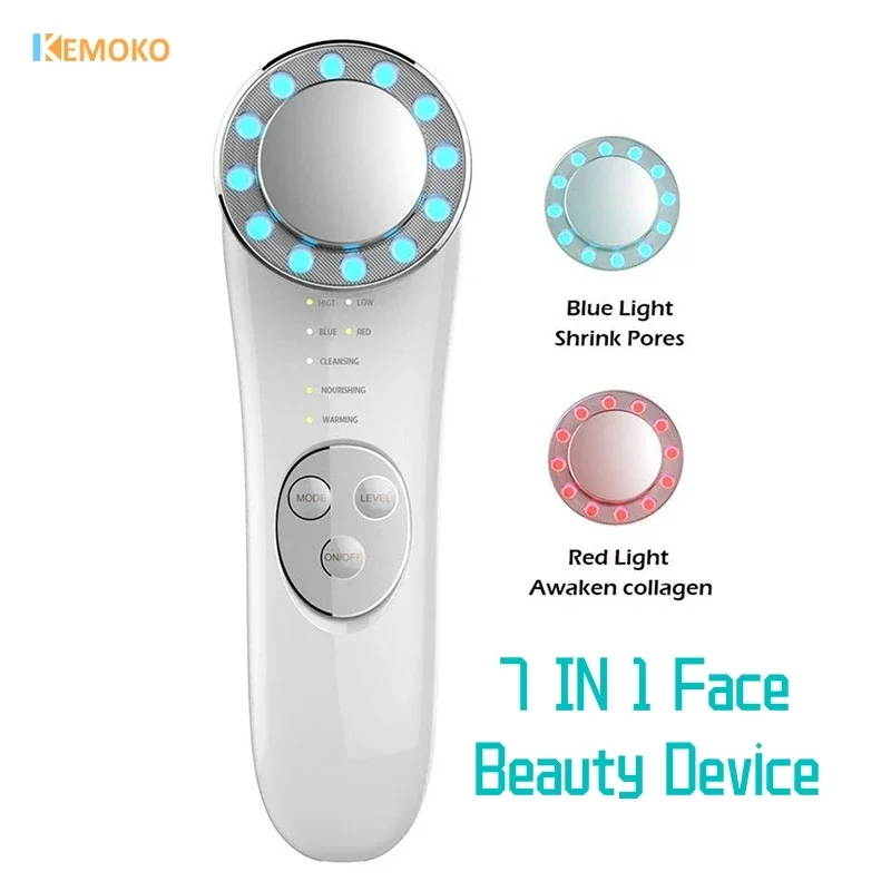 Led Microcurrent Face Beauty Apparaat Lift Ems Oogmassageapparaat Face Lifting Anti Rimpel 7 In 1 Foton Face Multifunctionele Huidverzorging