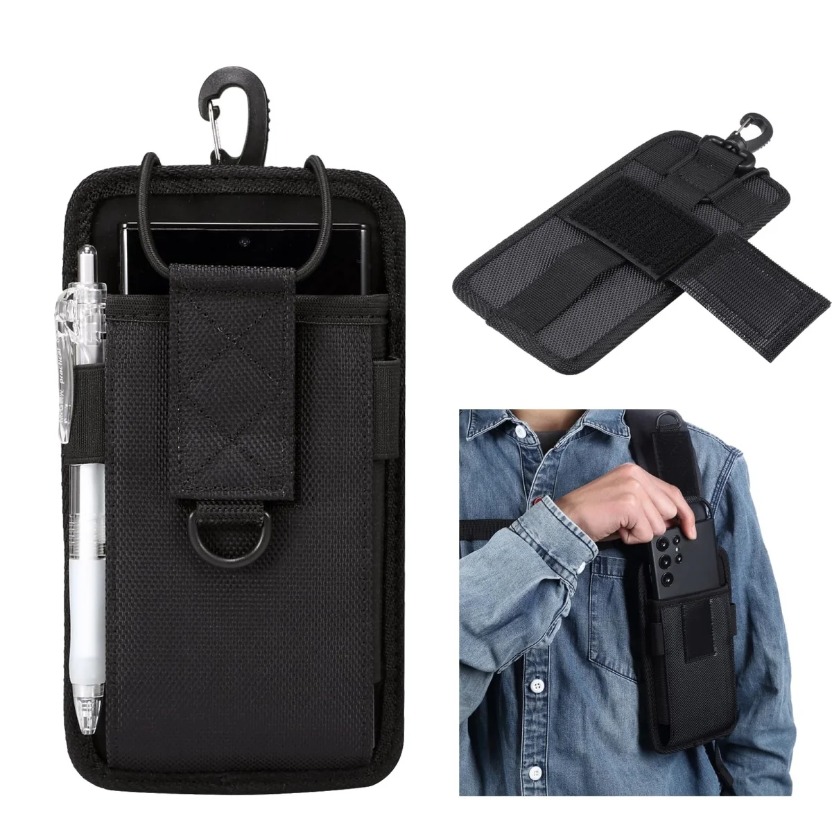 

Backpack Shoulder Strap Accessory Pouch Tactical Molle Mobile Cell Phone Bag 5.5-7.2 inch Universal Outdoor Sports Sleeve